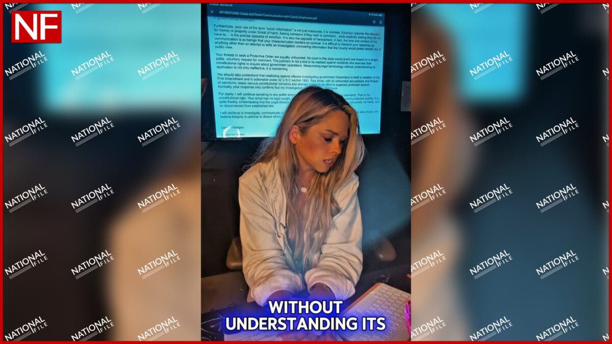 A still image from Lauren Hedges’s video responding to the cease and desist notice from Berkeley County Legal.